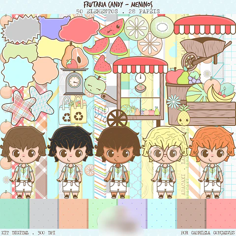 Kit Digital Frutaria Menino Candy - Balãozinho de Papel 