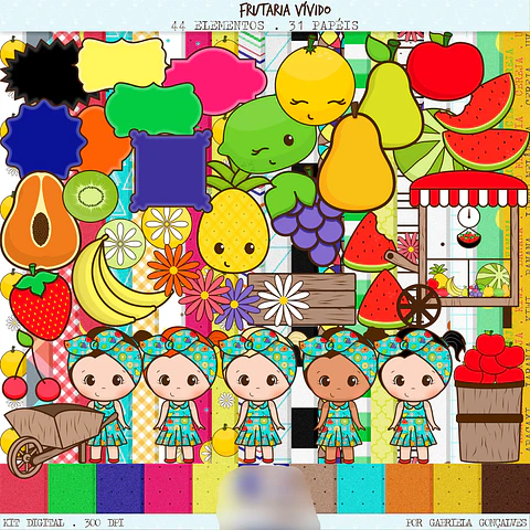 Kit Digital Frutaria Vivido - Balãozinho de Papel 