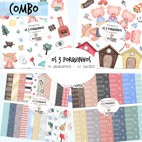 Kit Digital Os Três Porquinhos - Balãozinho de Papel 