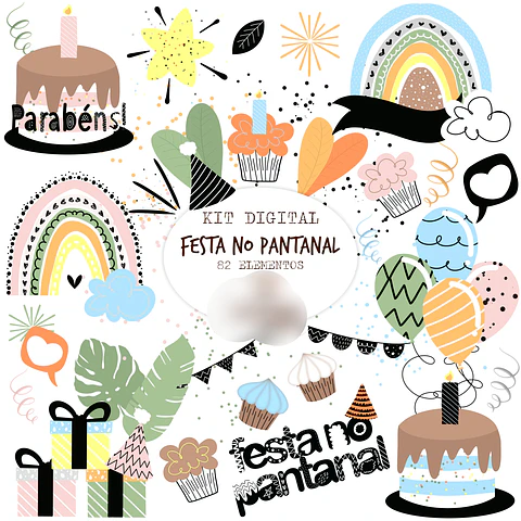 Kit Digital Festa no Pantanal - Balãozinho de Papel 