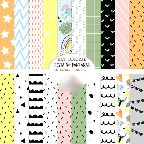 Kit Digital Festa no Pantanal Papéis - Balãozinho de Papel 