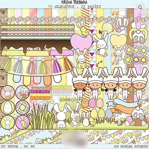 Kit Digital Páscoa Ternura - Balãozinho de Papel 
