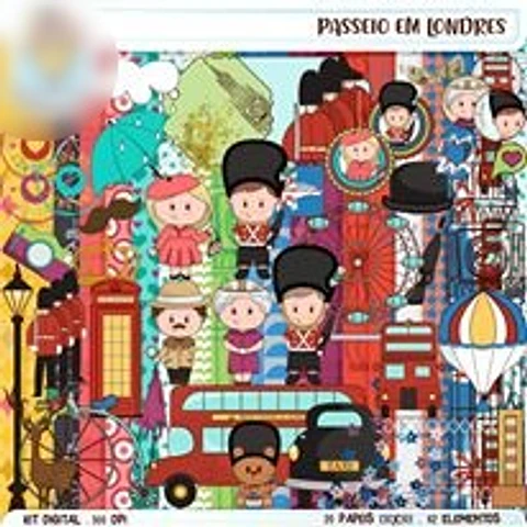 Kit Digital Passeio em Londres - Balãozinho de Papel 