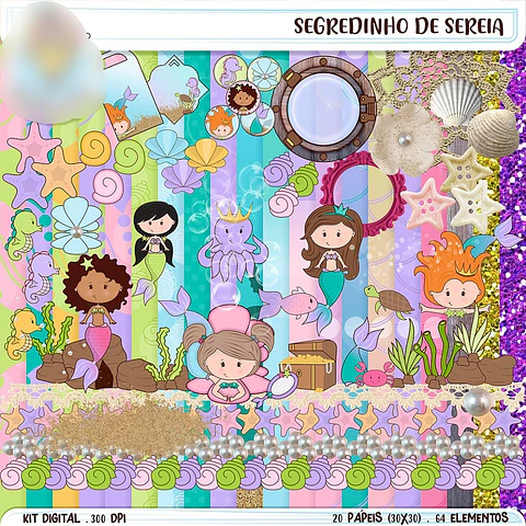 Kit Digital Segredinho de Sereia - Balãozinho de Papel 