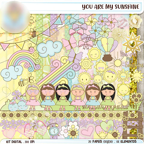 Kit Digital You Are My Sunshine - Balãozinho de Papel 