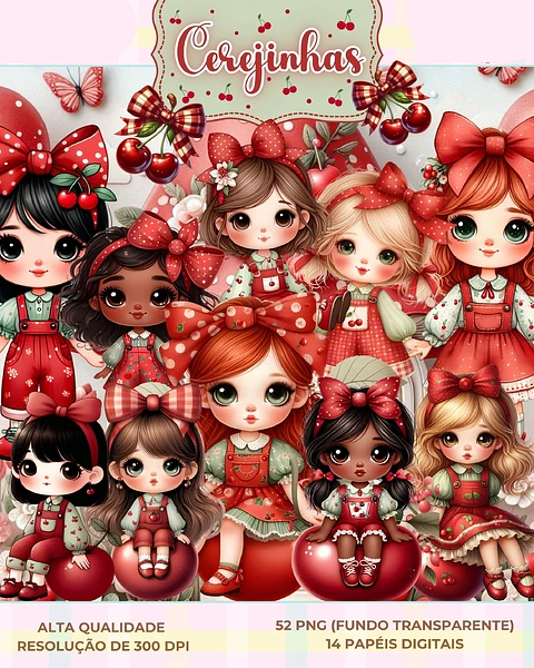 Kit Digital Cerejinhas - Que Fofura Criativos 