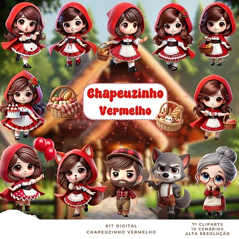 Kit Digital Chapeuzinho Vermelho - Que Fofura Criativos 