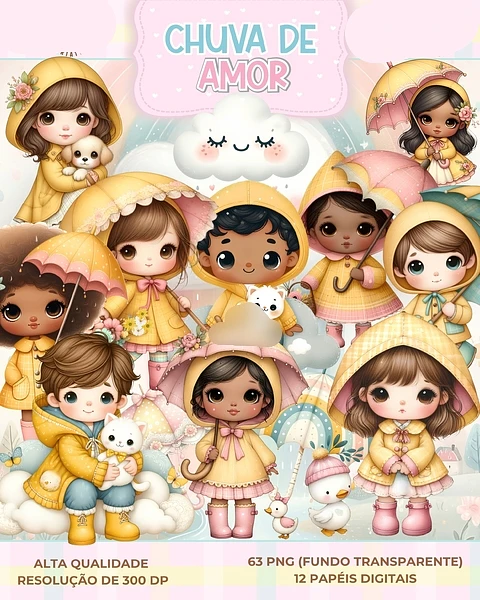 Kit Digital Chuva de Amor - Que Fofura Criativos 