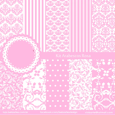 Kit Digital Arabescos Rosa - Bela Artes 