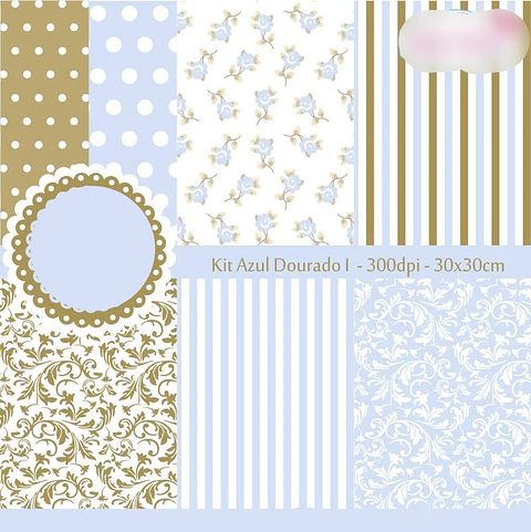 Kit Digital Azul Dourado l - Bela Artes 