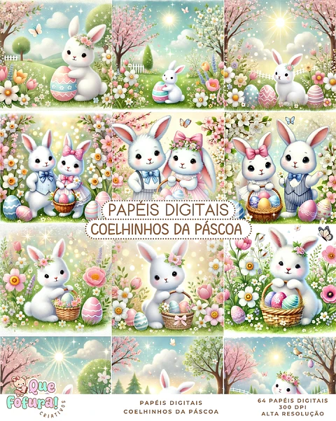 Kit Digital Coelhinhos da Páscoa - Que Fofura 