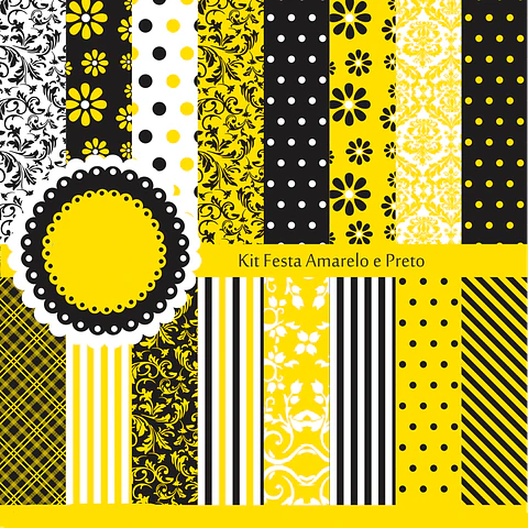 Kit Digital Festa Amarelo e Preto - Bela Artes 