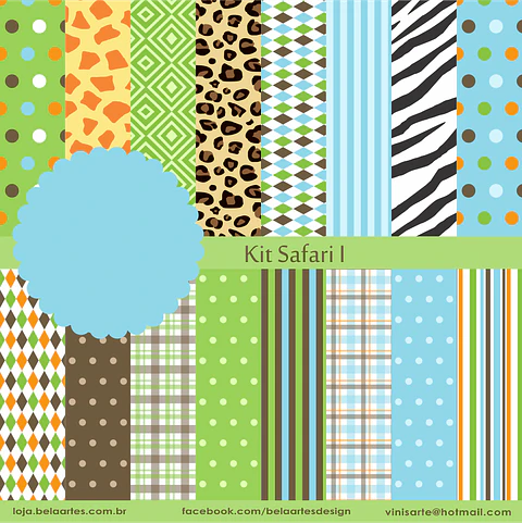 Kit Digital Safari Papéis l - Bela Artes 