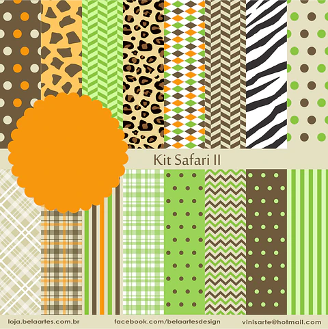 Kit Digital Safari Papéis ll - Bela Artes 