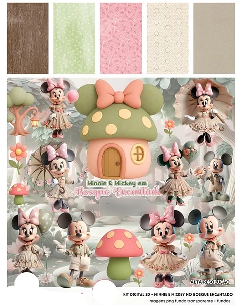 Kit Digital Minnie e Mickey no Bosque Encantado - Fanddy 