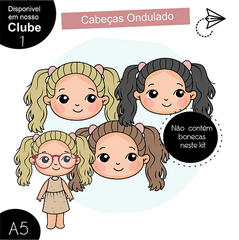 Kit Digital Cabeças Meninas Ondulado - Boneca Digital