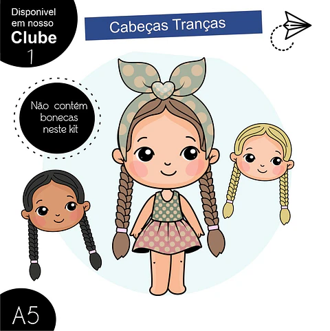 Kit Digital Cabeças Trancinhas Variação Meninas - Boneca Digital