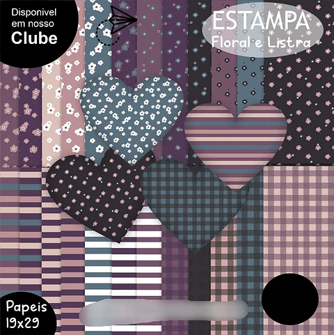 Kit Digital Floral e Listra lilás - Boneca Digital