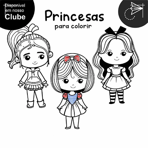 Kit Digital Princesas para Colorir - Boneca Digital