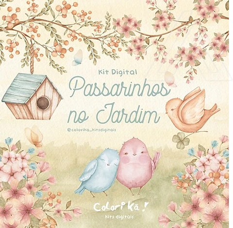 Kit Digital Passarinhos no Jardim - Colori Ká 
