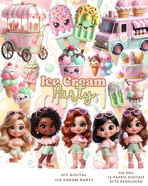 Kit Digital Ice Cream Party - Que Fofura Criativos 