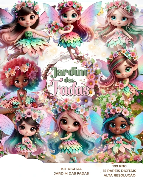 Kit Digital Jardim das Fadas - Que Fofura Criativos 