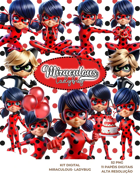 Kit Digital LadyBug - Que Fofura Criativos 