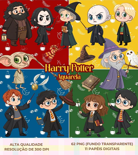Kit Digital Harry Potter Aquarela - Que Fofura 