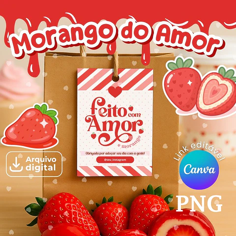 Kit Digital Morango do Amor - Ana Flor