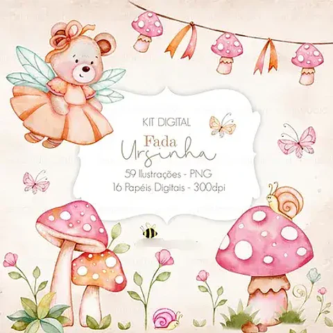 Kit Digital Fada Ursinha 