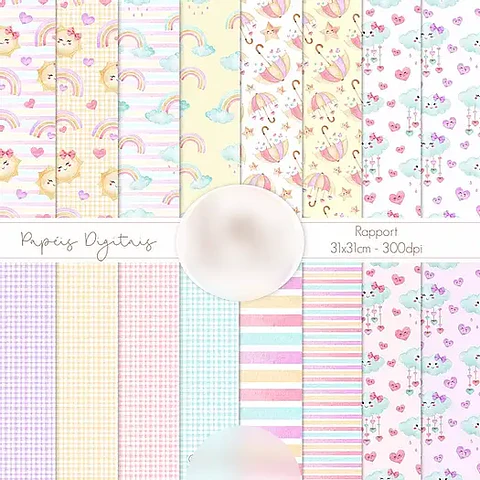 Kit Digital Papel Chuva de Amor 