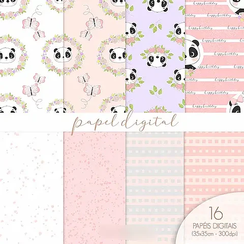 Kit Digital Papéis Pandinha 
