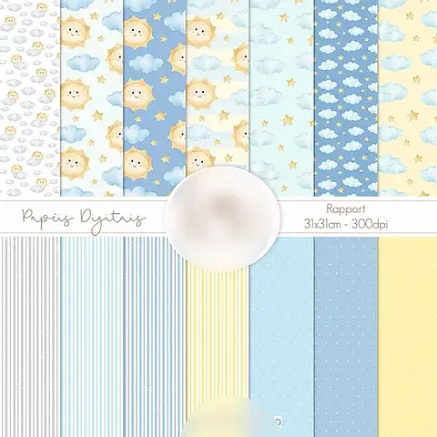 Kit Digital Papéis Raio de Sol 