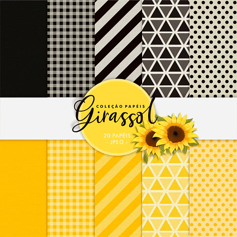 Kit Digital Papéis Girassol 