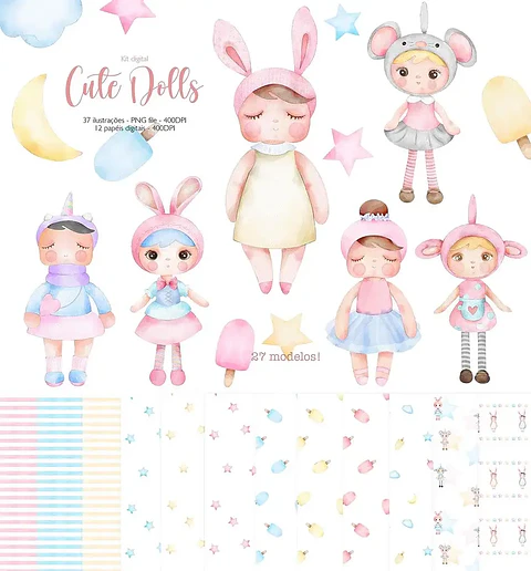 Kit Digital Cute Dolls 