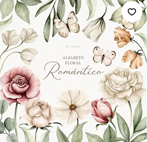 Kit Digital Alfabeto Floral Romântico