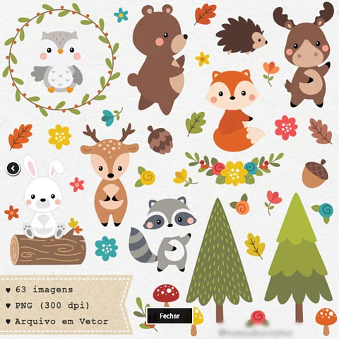 Kit Digital Animais do Bosque 