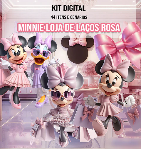 Kit Digital Minnie Loja de Laços Rosa