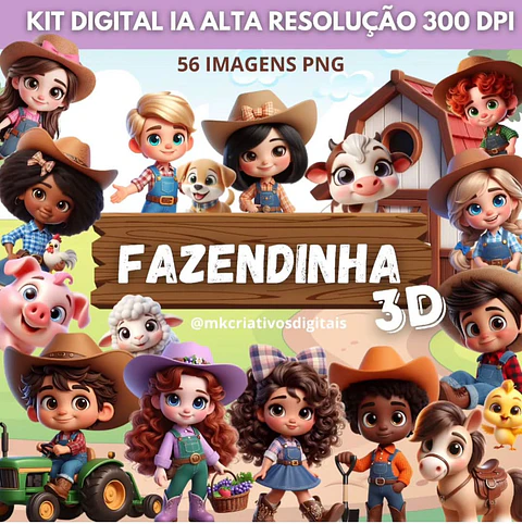 Kit Digital Fazendinha 3D