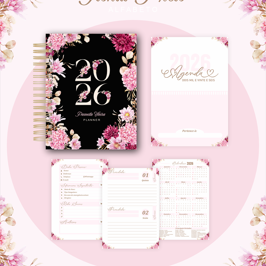 Arquivo Agenda Floral Preta - Pamella  4