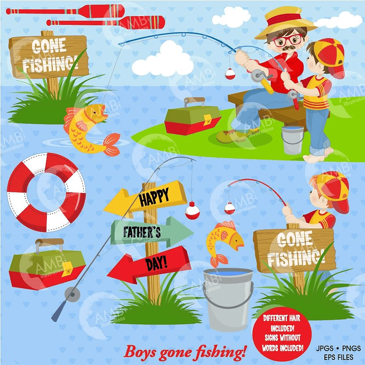 Kit Digital Pai e Filho Pescando 1