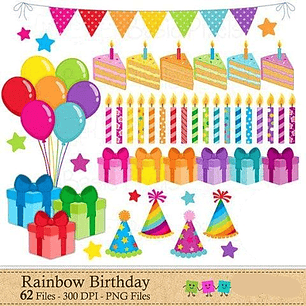 Kit Digital Aniversário Arco ìris 