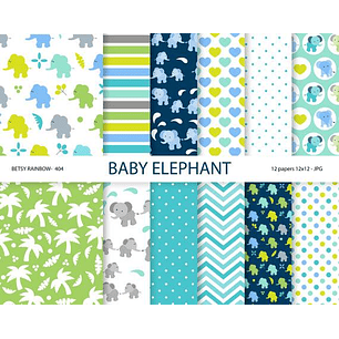 Kit Digital Papéis Elefantinhos 