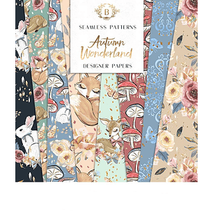 Kit Digital Papéis do País das Maravilhas do Outono