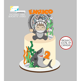 Arquivo Topo de Bolo Tubarão Menino Baby