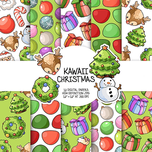 Kit Digital Natal Kawaii