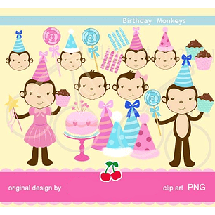 Kit Digital Aniversário Menina e Menino Macaco 