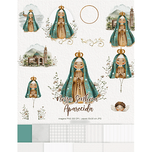 Kit Digital Ilustrações Nossa Senhora Aparecida Parte 1 - Carina´s PAper 
