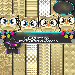 Kit Digital Papéis Gold 