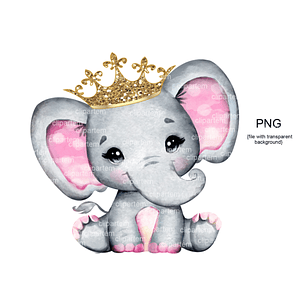 Kit Digital Elefantinha Menina com Coroa 